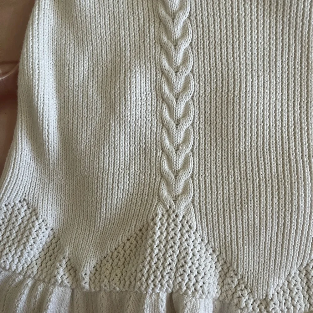 Nicole Miller Cream Cable Knit Ruffle Skirt - Picture 2 of 3